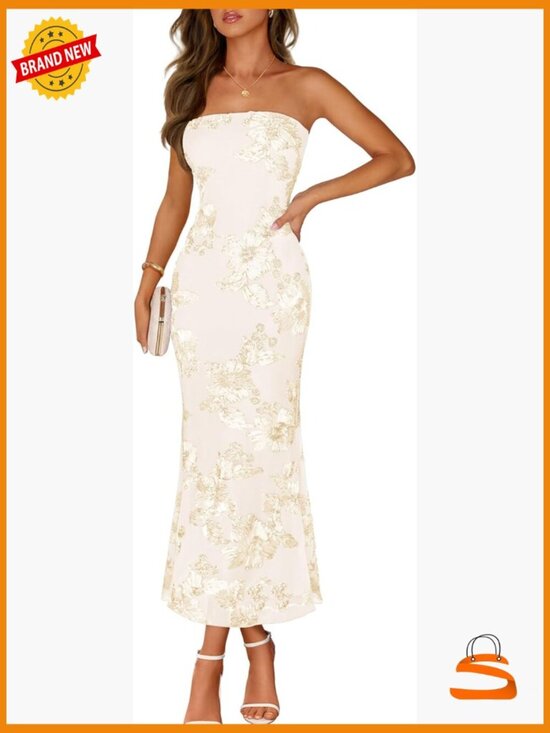 Dresses & Skirts - Strapless Floral Maxi Dress Bodycon Formal Cocktail Mermaid